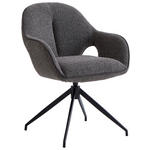ARMLEHNSTUHL  Sitzfläche 360° drehbar, automatische Rückholfunktion Leinenoptik  - Anthrazit/Schwarz, Design, Textil/Metall (62/85/64cm) - Novel