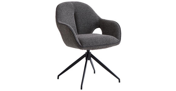 ARMLEHNSTUHL  Sitzfläche 360° drehbar, automatische Rückholfunktion Leinenoptik  Anthrazit, Schwarz  - Anthrazit/Schwarz, Design, Textil/Metall (62/85/64cm) - Novel
