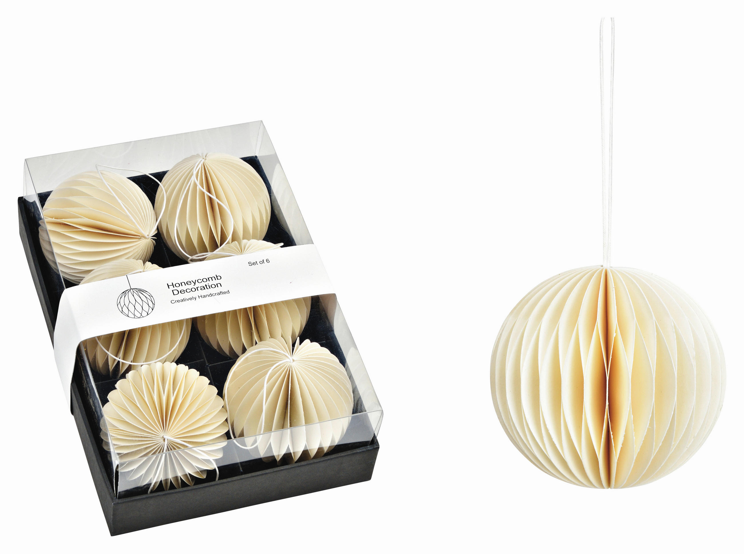 CHRISTBAUMKUGEL-SET 8 cm 6-teilig  - Weiß, Basics, Papier (8cm) - X-Mas