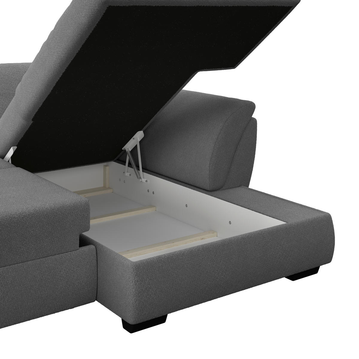 ECKSOFA Anthrazit  - Anthrazit/Schwarz, Konventionell, Textil (278/187cm) - MID.YOU