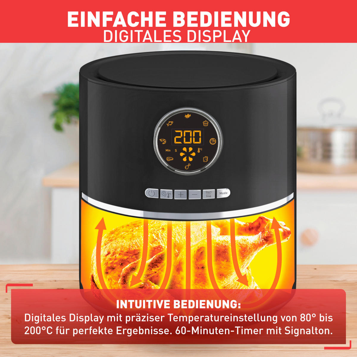 HEIßLUFTFRITTEUSE 4.2 L  - Schwarz, Basics, Kunststoff (33,2/35,0/33,2cm) - Tefal