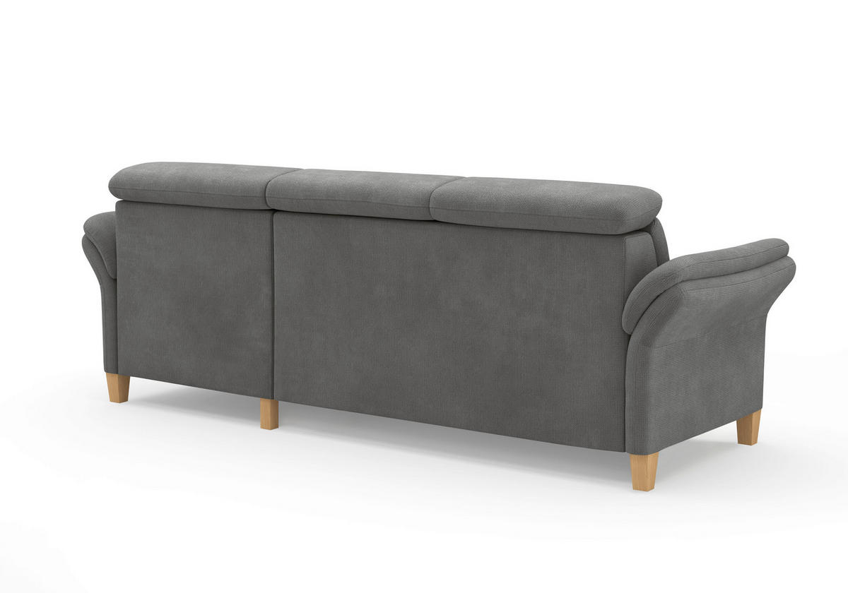 ECKSOFA GLENDALE E Grau Flachgewebe  - Eichefarben/Grau, KONVENTIONELL, Holz/Textil (253/166cm) - Sit & More
