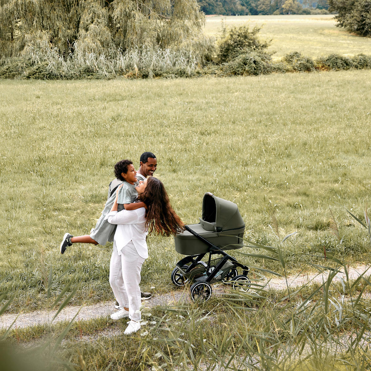 KINDERWAGENSET  Salsa 5 Air Frühjahrs-Set  Avocado  - Schwarz/Olivgrün, Basics, Textil/Metall (63/118/95,5cm) - ABC Design