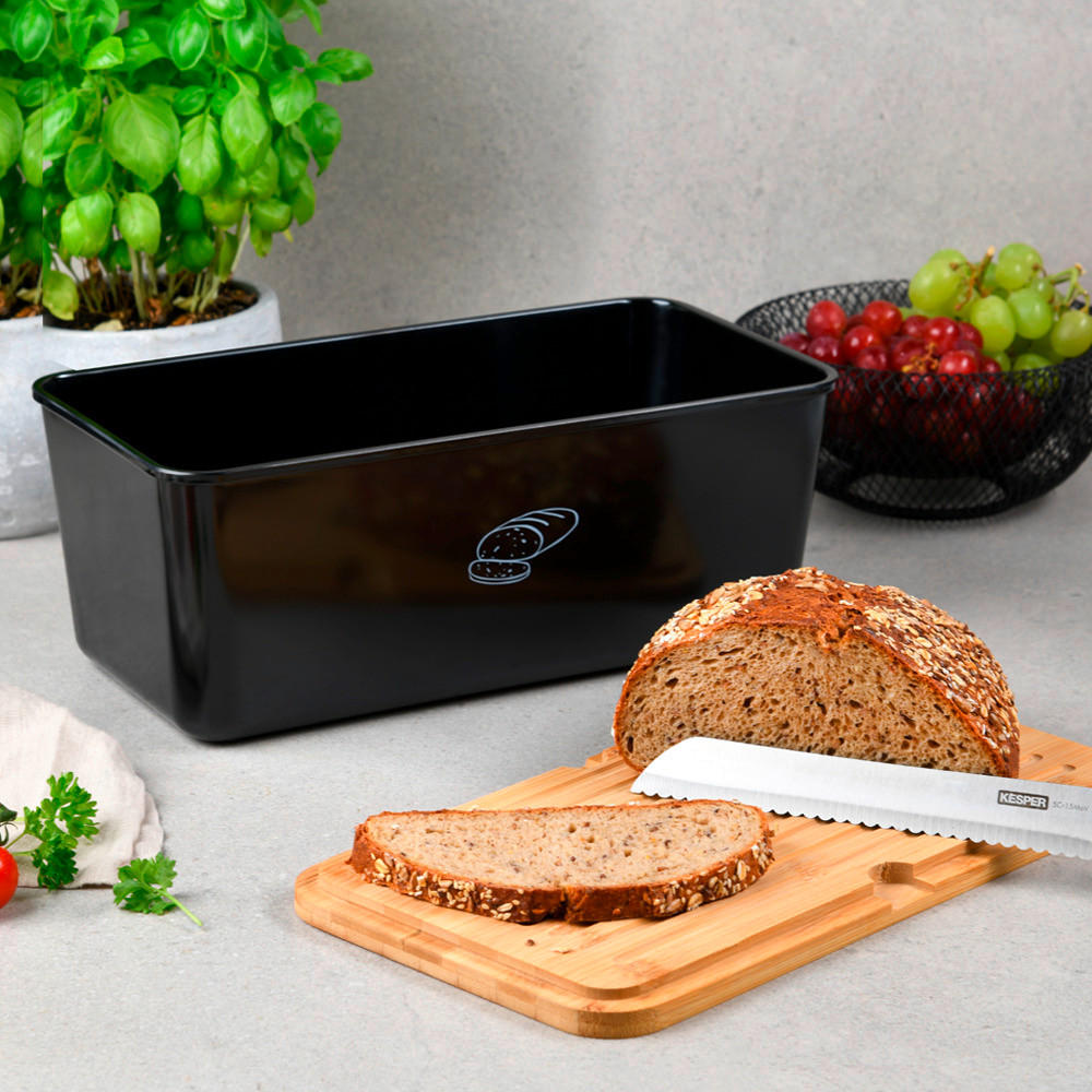 BROTBOX - Schwarz/Naturfarben, Basics, Holz/Kunststoff (34/18/13.5cm) - Kesper