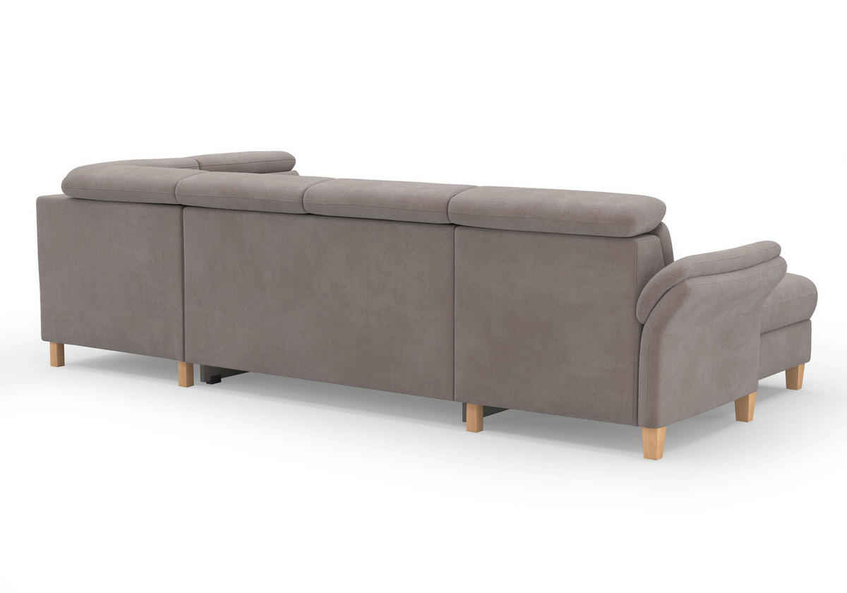 WOHNLANDSCHAFT GLENDALE E Taupe Flachgewebe  - Taupe/Eichefarben, KONVENTIONELL, Holz/Textil (166/321/193cm) - Sit & More