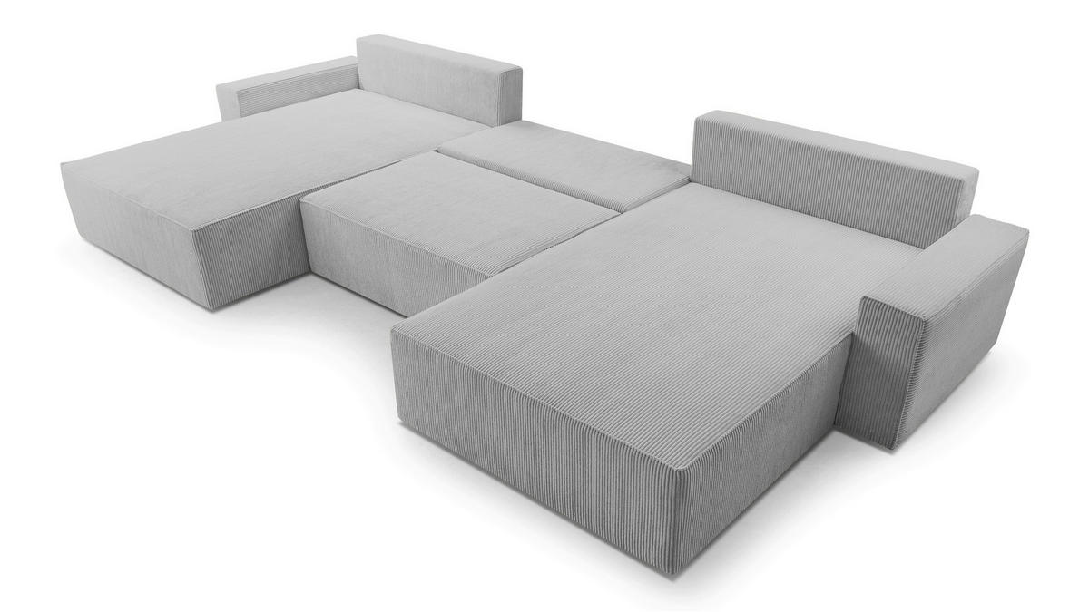 WOHNLANDSCHAFT BRAZIL U in Hellgrau  - Hellgrau/Schwarz, Design, Kunststoff/Textil (200/410/200cm) - MID.YOU