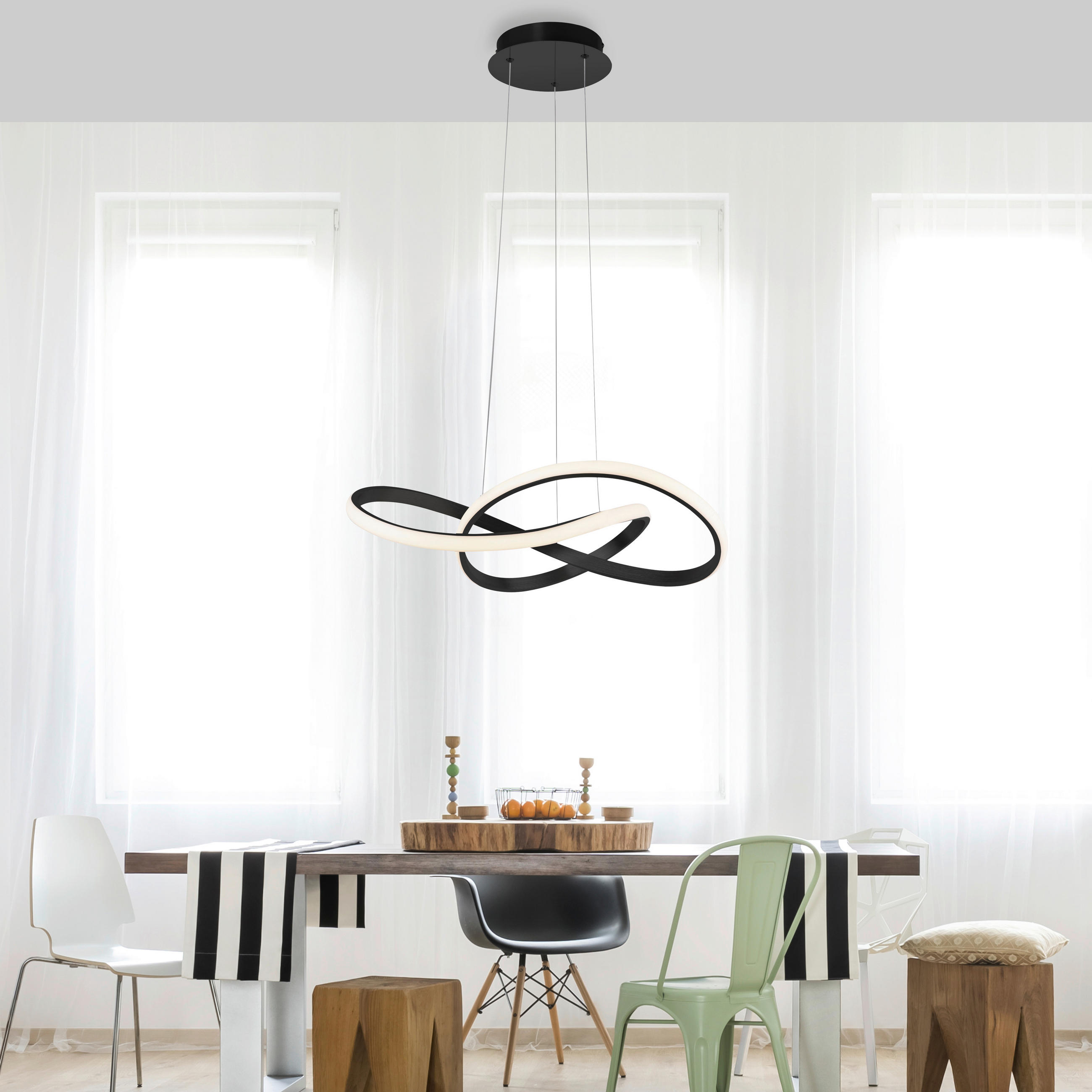 LED-HÄNGELEUCHTE Maria 5,7/5,7/120 cm   - Schwarz, Design, Metall (5,7/5,7/120cm)