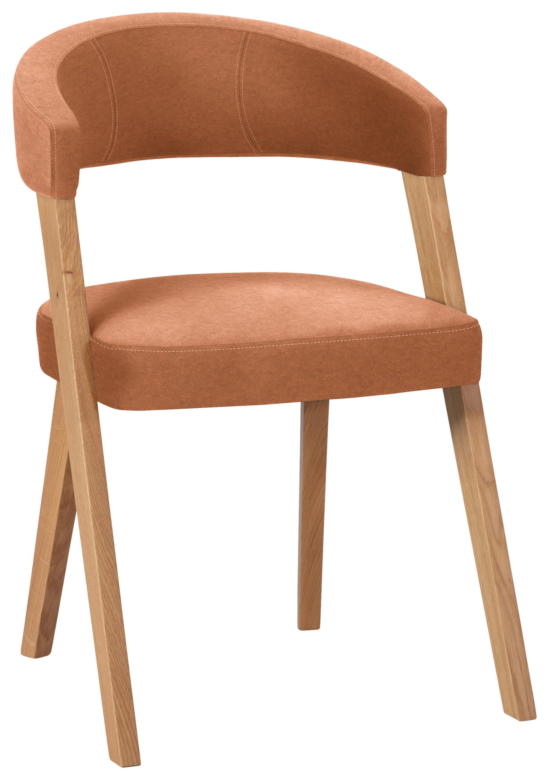 STUHL in Holz, Textil Cognac, Wildeiche  - Wildeiche/Cognac, MODERN, Holz/Textil (56/81/66cm) - Venda