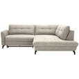 ECKSOFA in Flachgewebe, Leinenoptik Beige  247/208 cm  - Beige/Schwarz, MODERN, Textil/Metall (247/208cm) - Xora