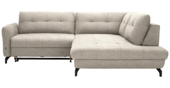 ECKSOFA in Flachgewebe, Leinenoptik Beige 247/208 cm - Beige/Schwarz, MODERN, Textil/Metall (247/208cm) - Xora