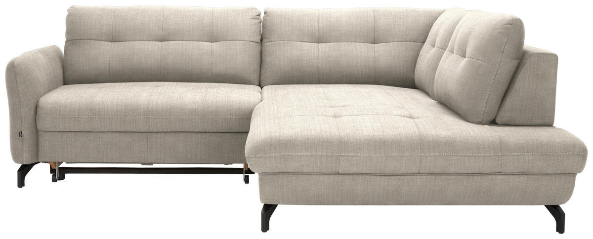 ECKSOFA in Flachgewebe, Leinenoptik Beige  - Beige/Schwarz, Modern, Textil/Metall (247/208cm) - Xora