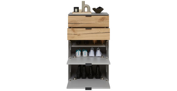 SCHUHSCHRANK Wildeiche furniert, massiv Eichefarben, Hellgrau - Eichefarben/Hellgrau, Design, Holz/Holzwerkstoff (61,9/104,7/37,1cm) - Dieter Knoll