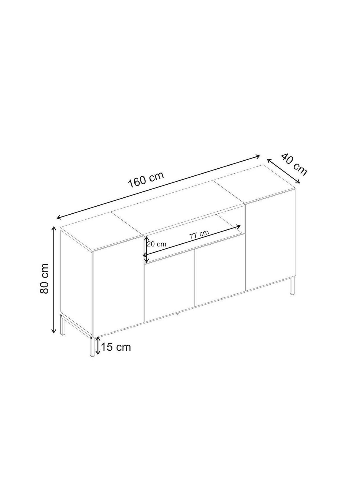 LOWBOARD  160/80/40 cm  - Walnussfarben/Schwarz, MODERN, Holzwerkstoff (160/80/40cm) - MID.YOU