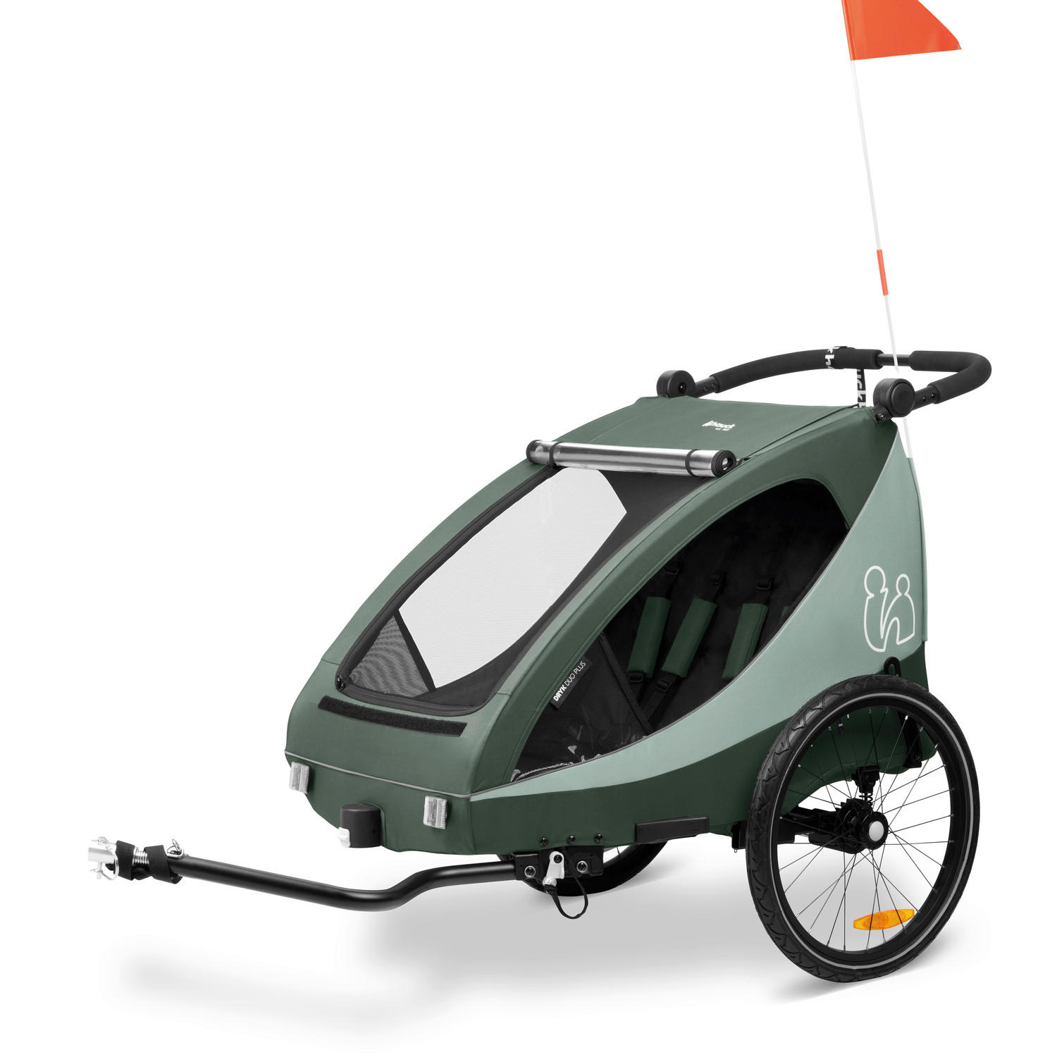 FAHRRADANHÄNGER   Dryk Duo Plus  - Dunkelgrün/Schwarz, Basics, Kunststoff/Textil (79/107/114cm) - Hauck