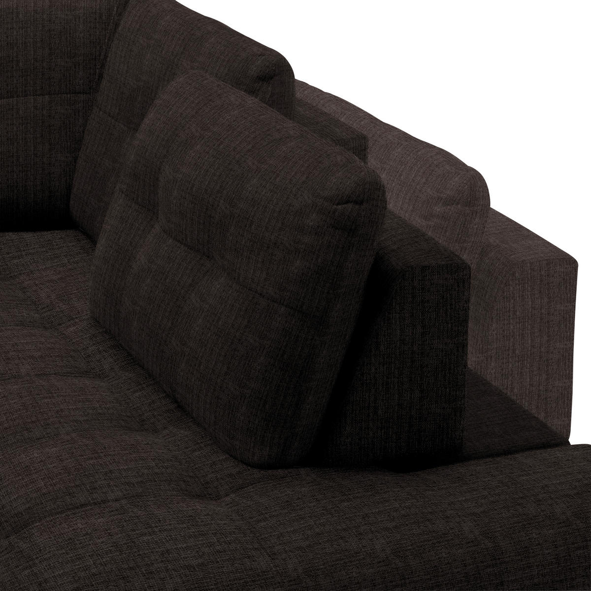ECKSOFA in Flachgewebe, Leinenoptik Dunkelbraun  247/208 cm  - Dunkelbraun/Schwarz, MODERN, Textil/Metall (247/208cm) - Xora