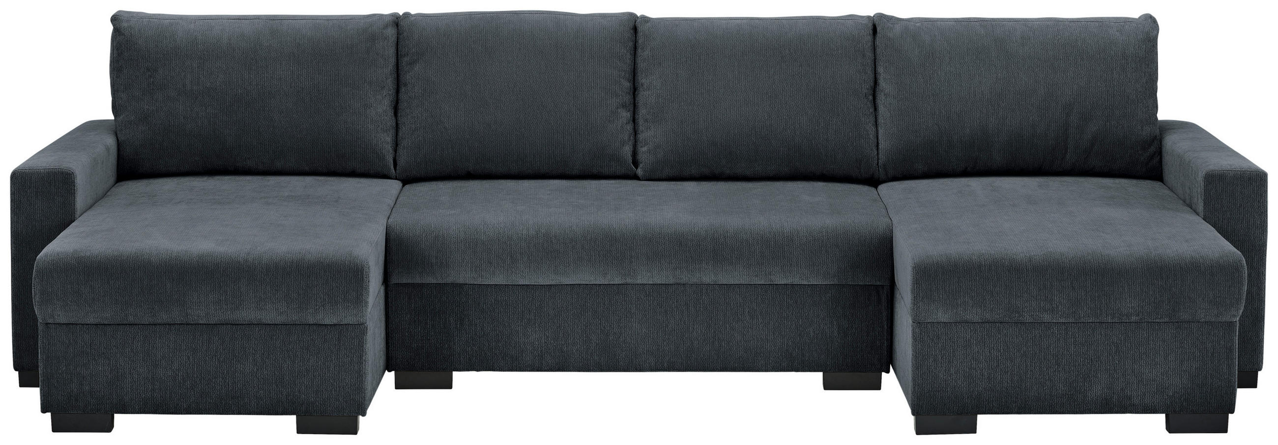 WOHNLANDSCHAFT Dunkelgrau Chenille  - Dunkelgrau/Schwarz, KONVENTIONELL, Kunststoff/Textil (140/328/140cm) - Ti'me