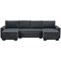 WOHNLANDSCHAFT Dunkelgrau Chenille  - Dunkelgrau/Schwarz, KONVENTIONELL, Kunststoff/Textil (140/328/140cm) - Ti'me