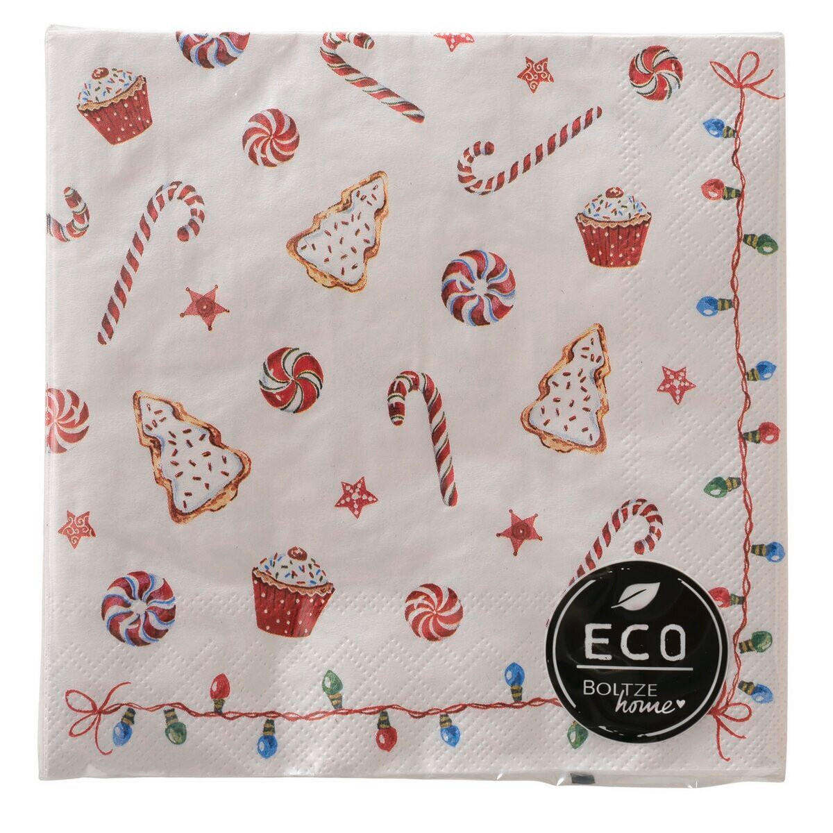 SERVIETTE   17/17/3 cm  - Weiss/Rot, Basics, Papier (17/17/3cm)