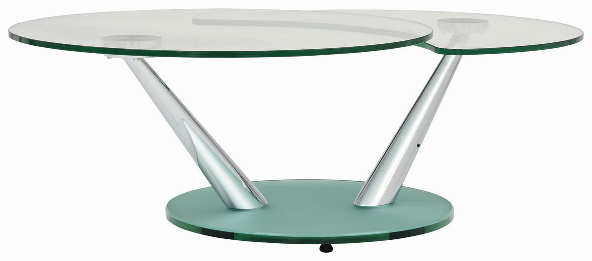 COUCHTISCH in Metall, Glas 80-128/80/40 cm  - Chromfarben, Design, Glas/Metall (80-128/80/40cm)