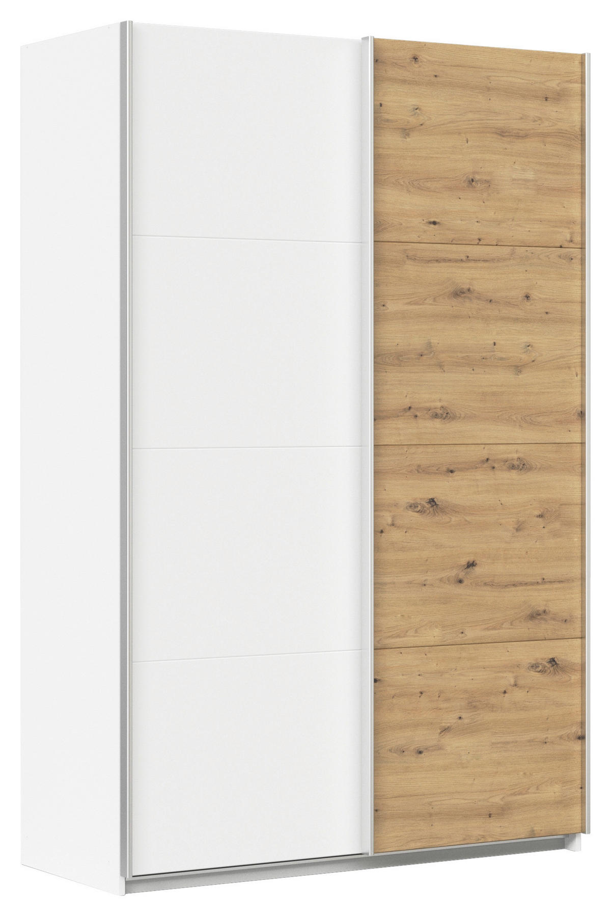 SCHWEBETÜRENSCHRANK  in Weiß, Eiche Artisan  - Alufarben/Weiß, KONVENTIONELL, Holzwerkstoff/Metall (136/229/62cm) - Xora