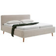 POLSTERBETT gepolstertes Kopfteil, Bettkasten, Lattenroste 180/200 cm  in Beige  - Beige/Naturfarben, Design, Holz/Textil (180/200cm) - Xora