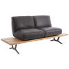 SITZBANK Holz, Metall, Leder Anthrazit, Schwarz, Eichefarben  - Eichefarben/Anthrazit, Design, Leder/Holz (190/85/69cm) - Ambiente