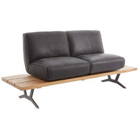SITZBANK Holz, Metall, Leder Anthrazit, Schwarz, Eichefarben  - Eichefarben/Anthrazit, Design, Leder/Holz (190/85/69cm) - Ambiente