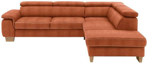 ECKSOFA in Mikrofaser Terracotta  - Eichefarben/Beige, Natur, Holz/Textil (273/226cm) - Beldomo System