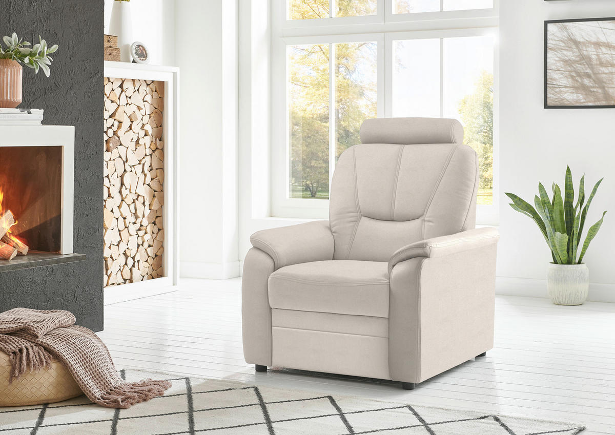 FERNSEHSESSEL Chenille Naturfarben  - Schwarz/Naturfarben, Konventionell, Kunststoff/Textil (90/96/89cm) - Beldomo Comfort