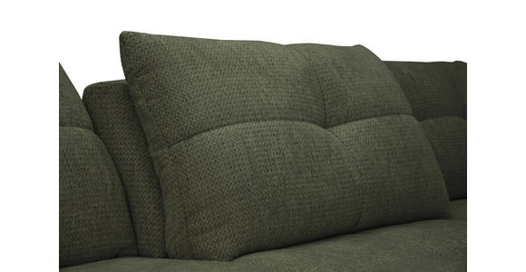 ECKSOFA Dunkelgrün Chenille Armlehnenkissen, Rücken echt, Sitztiefenverstellung  - Dunkelgrün/Schwarz, KONVENTIONELL, Textil/Metall (313/215cm) - Hom`in