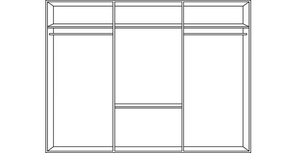 KLEIDERSCHRANK 270/208/58 cm 8-türig Graphitfarben, Eichefarben - Eichefarben/Alufarben, KONVENTIONELL, Glas/Holzwerkstoff (270/208/58cm) - Carryhome