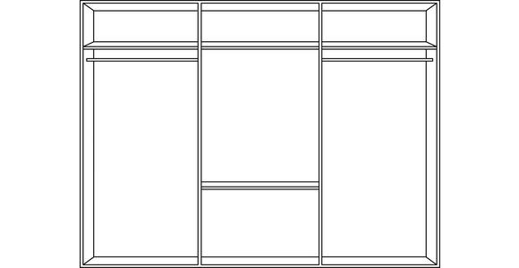 KLEIDERSCHRANK  in Graphitfarben, Eichefarben  - Eichefarben/Alufarben, KONVENTIONELL, Glas/Holzwerkstoff (270/208/58cm) - Carryhome