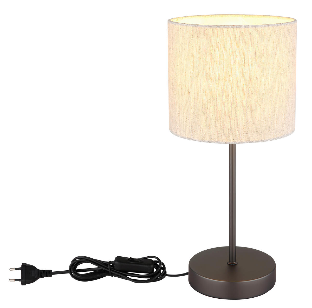 STOLNÍ LAMPA, E27, 17/37 cm  - černá/krémová, Design, kov/textil (17/37cm) - Globo