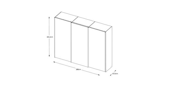 SCHWEBETÜRENSCHRANK 280/222/68 cm 3-türig  - Alufarben/Weiß, Design, Holzwerkstoff/Metall (280/222/68cm) - Moderano