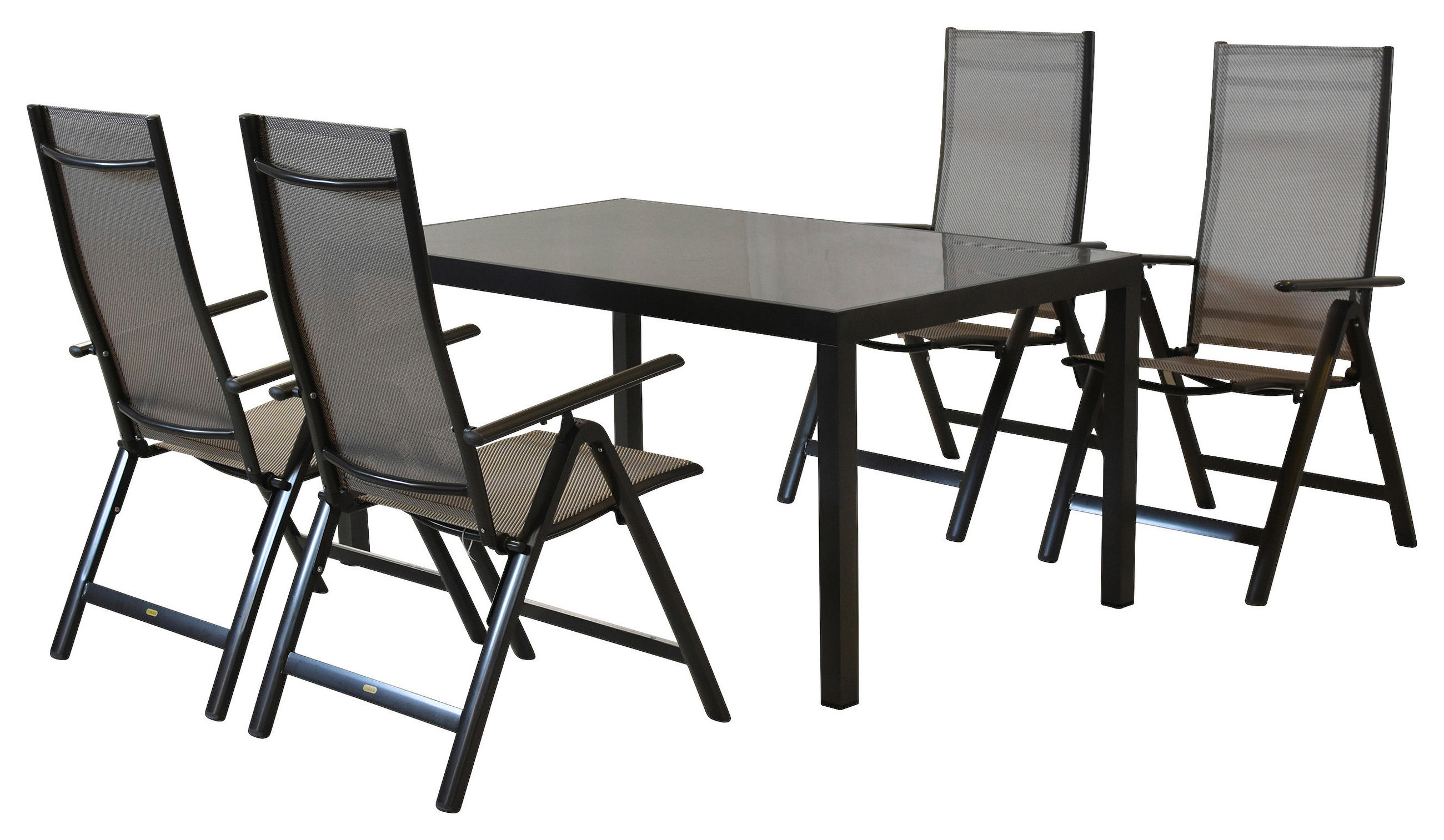 GARTENSET 5-teilig  - Graphitfarben/Braun, MODERN, Textil/Metall - Gardenson