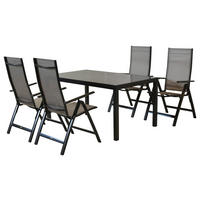 GARTENSET 5-teilig Aluminium 5-teilig  - Graphitfarben/Braun, MODERN, Textil/Metall - Gardenson