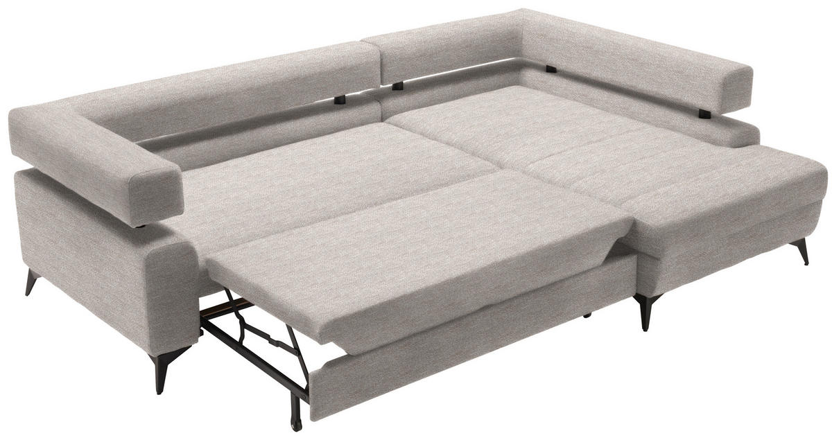 ECKSOFA in Chenille Beige  - Beige/Schwarz, Konventionell, Textil/Metall (265/184cm) - Hom`in