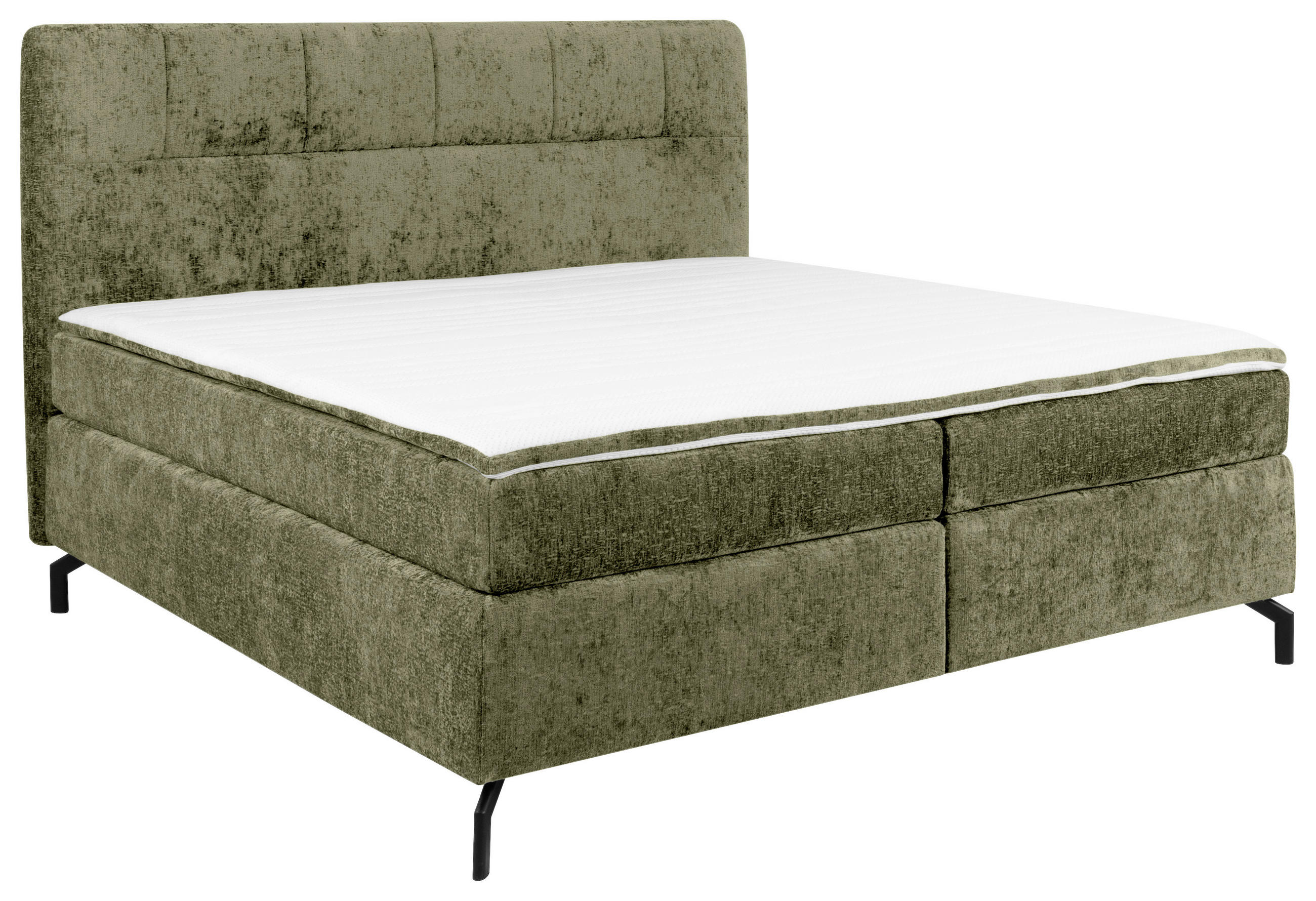 BOXSPRINGBETT 160/200 cm,  in Grün, Topper, H2 + H2 = mittel  - Schwarz/Grün, Design, Textil/Metall (160/200cm) - Esposa