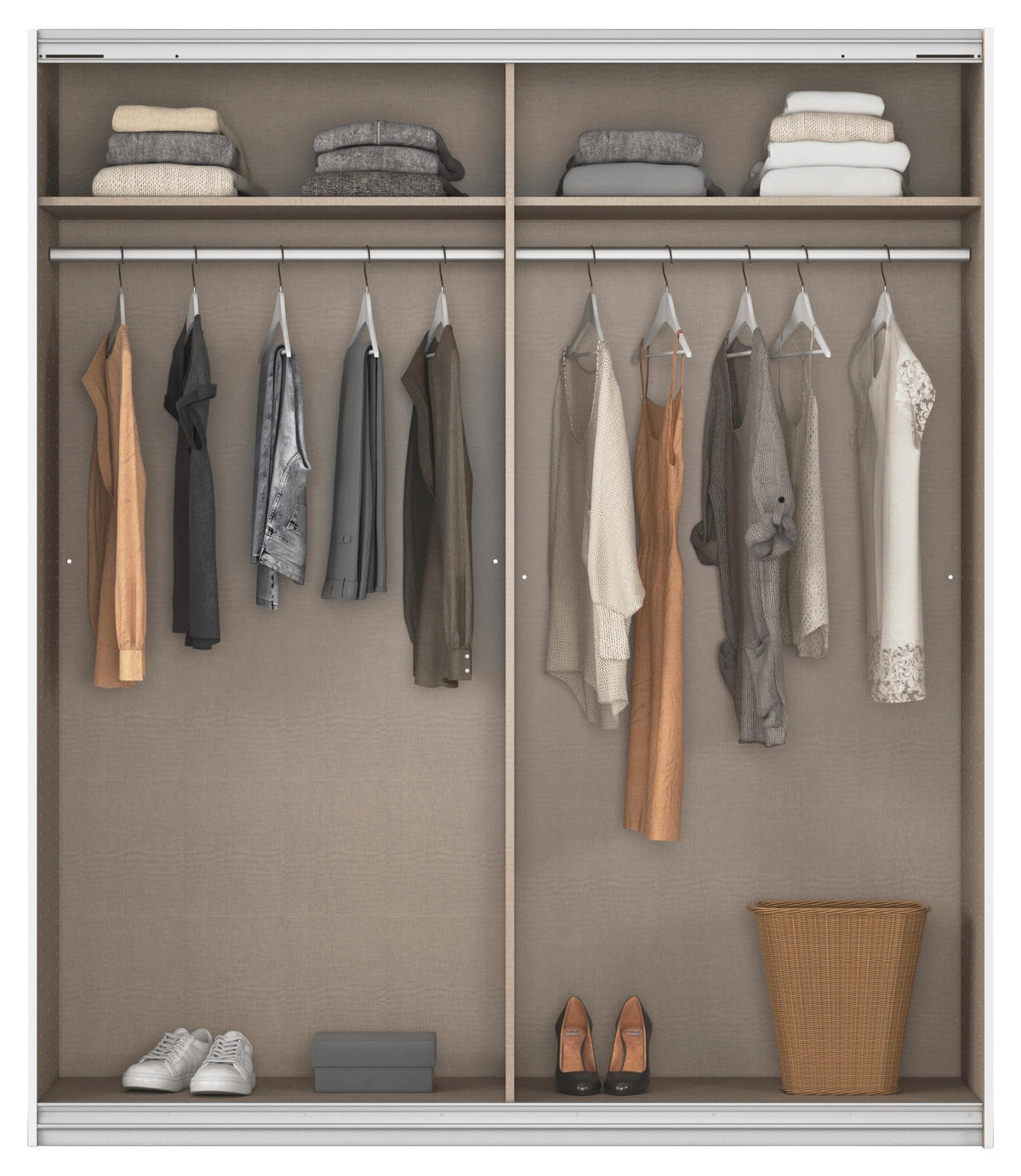 SCHWEBETÜRENSCHRANK 181/210/62 cm,  in Grau, 2 Tür(en)  - Alufarben/Grau, KONVENTIONELL, Holzwerkstoff/Kunststoff (181/210/62cm) - home24