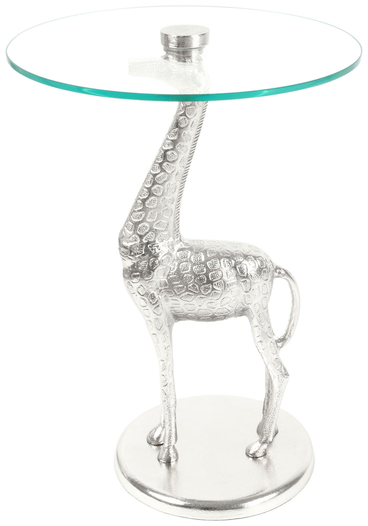 BEISTELLTISCH 40/40/58 cm Silberfarben rund  - Silberfarben, Design, Glas/Metall (40/40/58cm) - Kayoom
