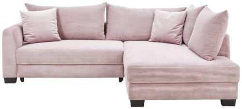 CANAPÉ D'ANGLE in Cord Rosa  - Schwarz/Rosa, Konventionell, Holz/Textil (267/181cm) - Carryhome