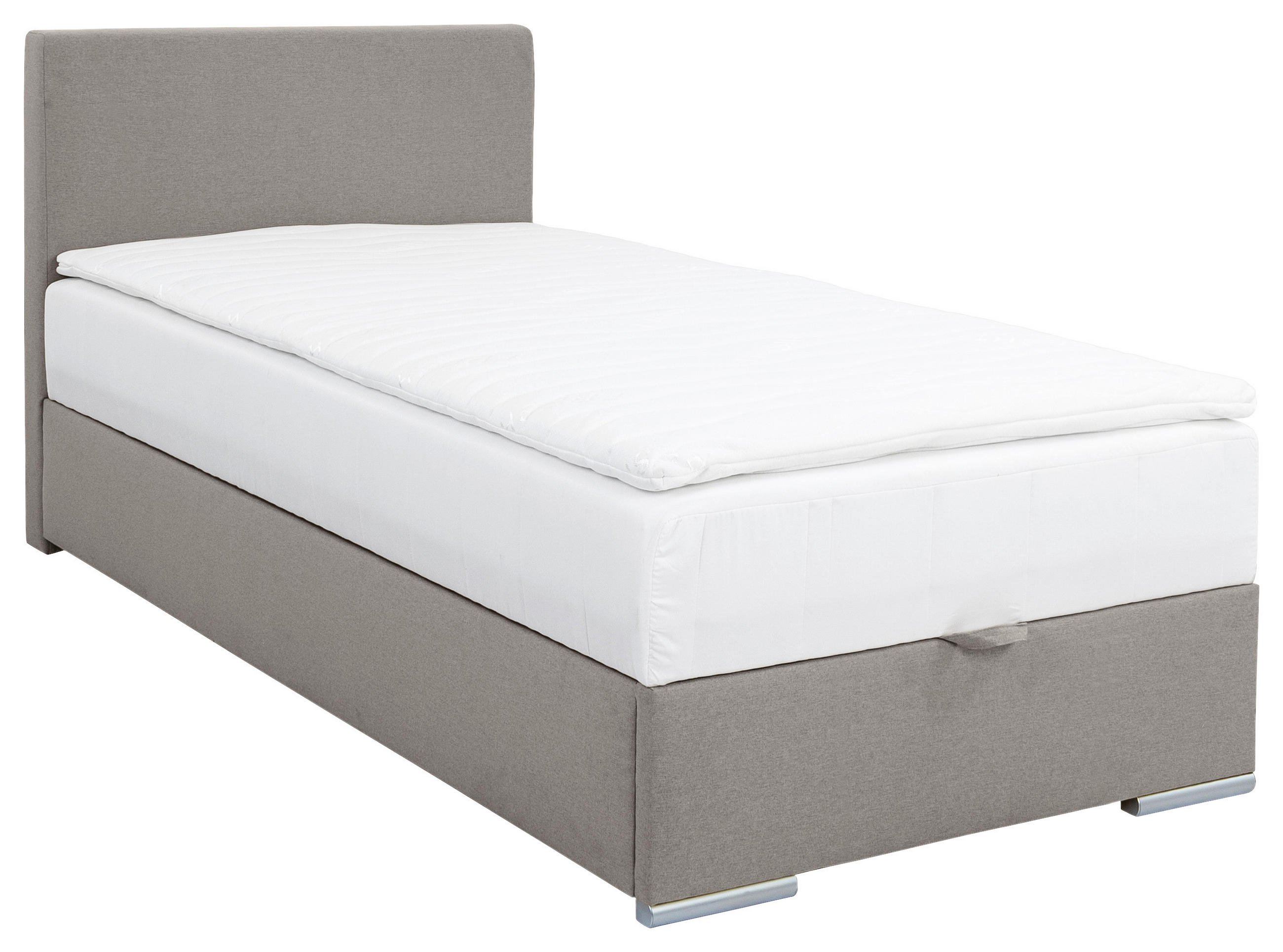 POLSTERBETT Bettkasten, Topper 100/200 cm  in Taupe  - Taupe/Chromfarben, KONVENTIONELL, Holz/Kunststoff (100/200cm) - MID.YOU