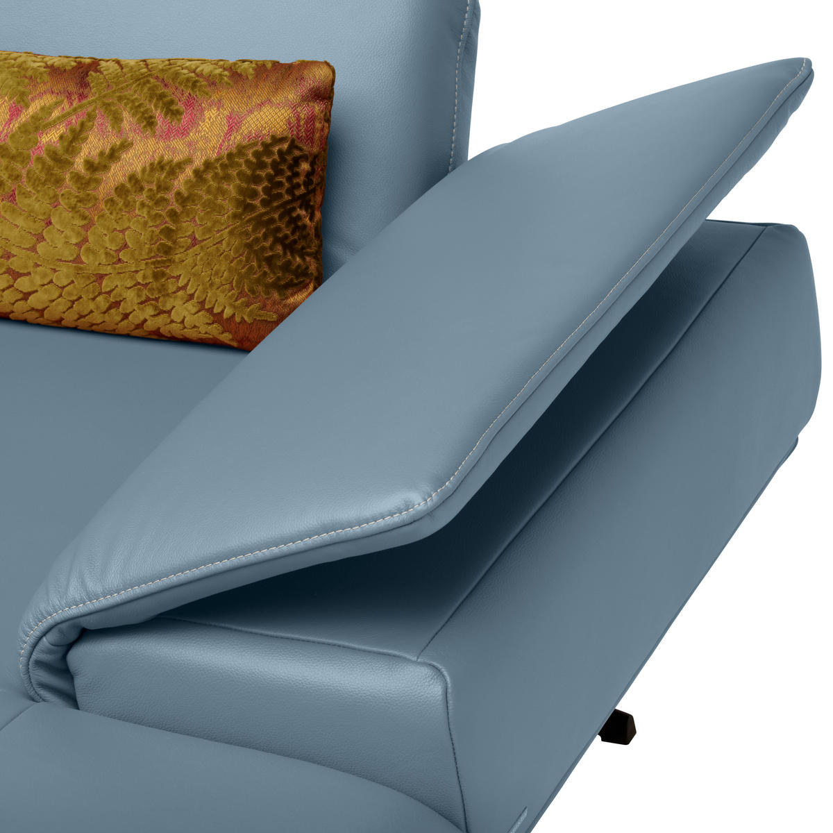 ECKSOFA in Echtleder Blau  - Blau/Beige, Design, Leder/Metall (239/150cm) - Koinor