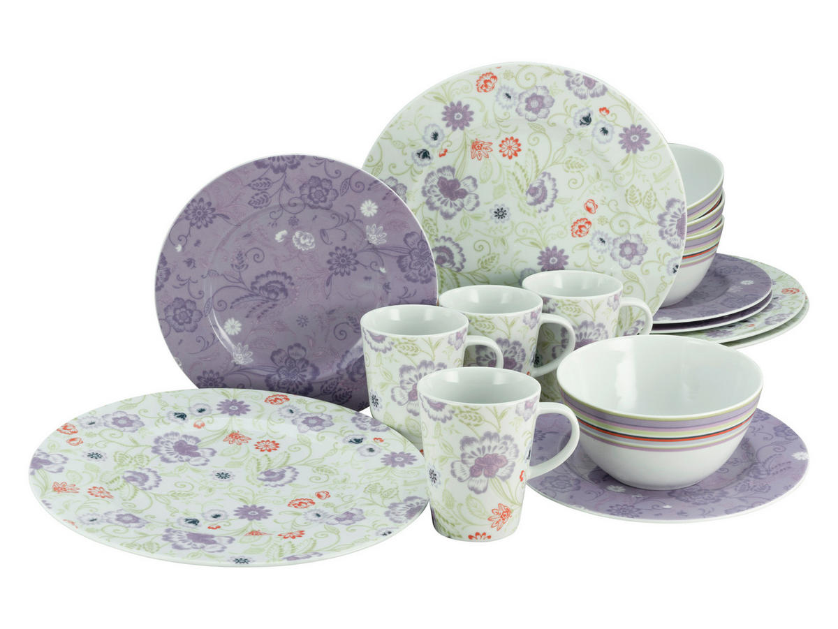 KOMBINOVANÝ SERVIS, 16-dielne, porcelán - orgovánová/biela, keramika (31/30/21cm) - Creatable