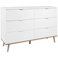 KOMMODE , 120/87/40 cm, 6 Schublade(n)  - Silberfarben/Weiß, KONVENTIONELL, Holz/Holzwerkstoff (120/87/40cm) - MID.YOU