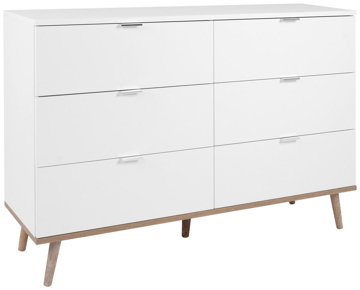 KOMMODE , 120/87/40 cm, 6 Schublade(n)  - Silberfarben/Weiß, KONVENTIONELL, Holz/Holzwerkstoff (120/87/40cm) - MID.YOU