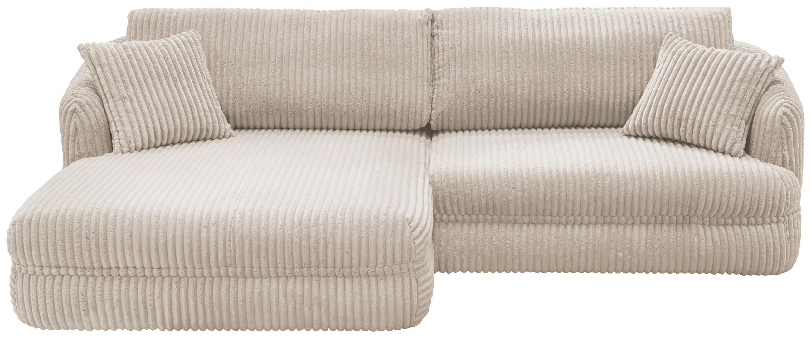 ECKSOFA in Cord Creme  - Creme/Schwarz, Design, Kunststoff/Textil (161/284cm) - Livetastic