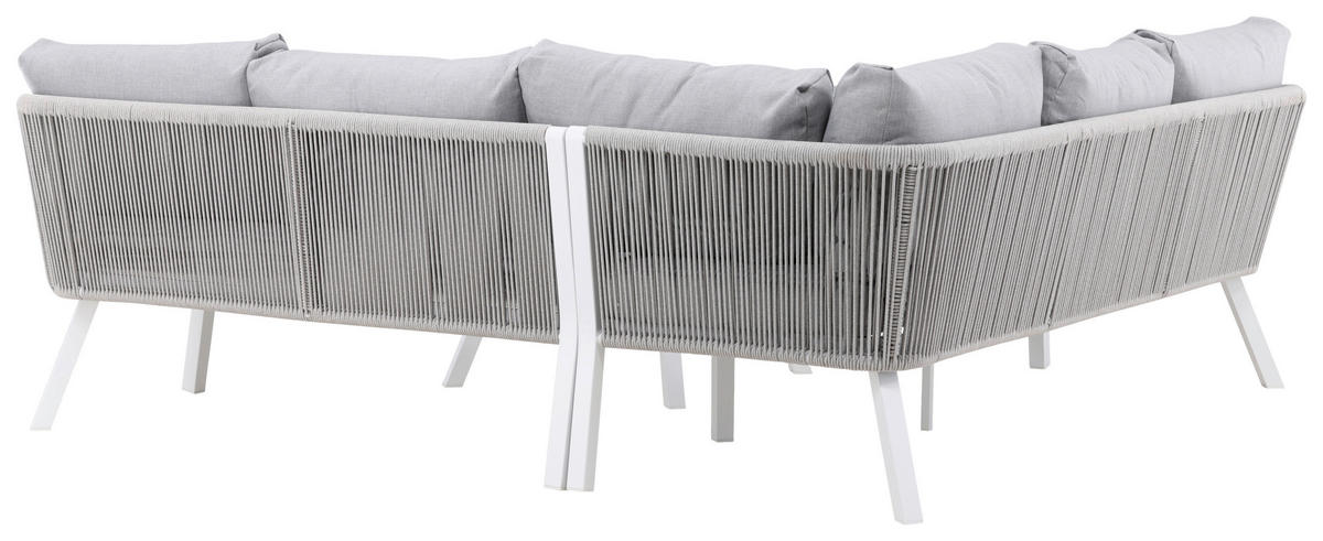 LOUNGEGARNITUR Aluminium  - Weiß/Grau, KONVENTIONELL, Textil/Metall - Gardenson