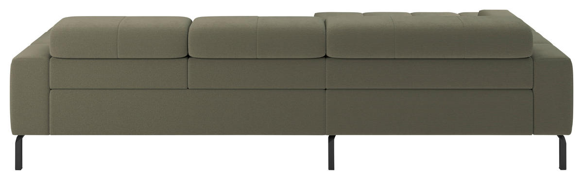 ECKSOFA Olivgrün Feincord Rücken echt, Kopfteilverstellung, Sitztiefenverstellung  - Schwarz/Olivgrün, KONVENTIONELL, Textil/Metall (226/293cm) - Hom`in