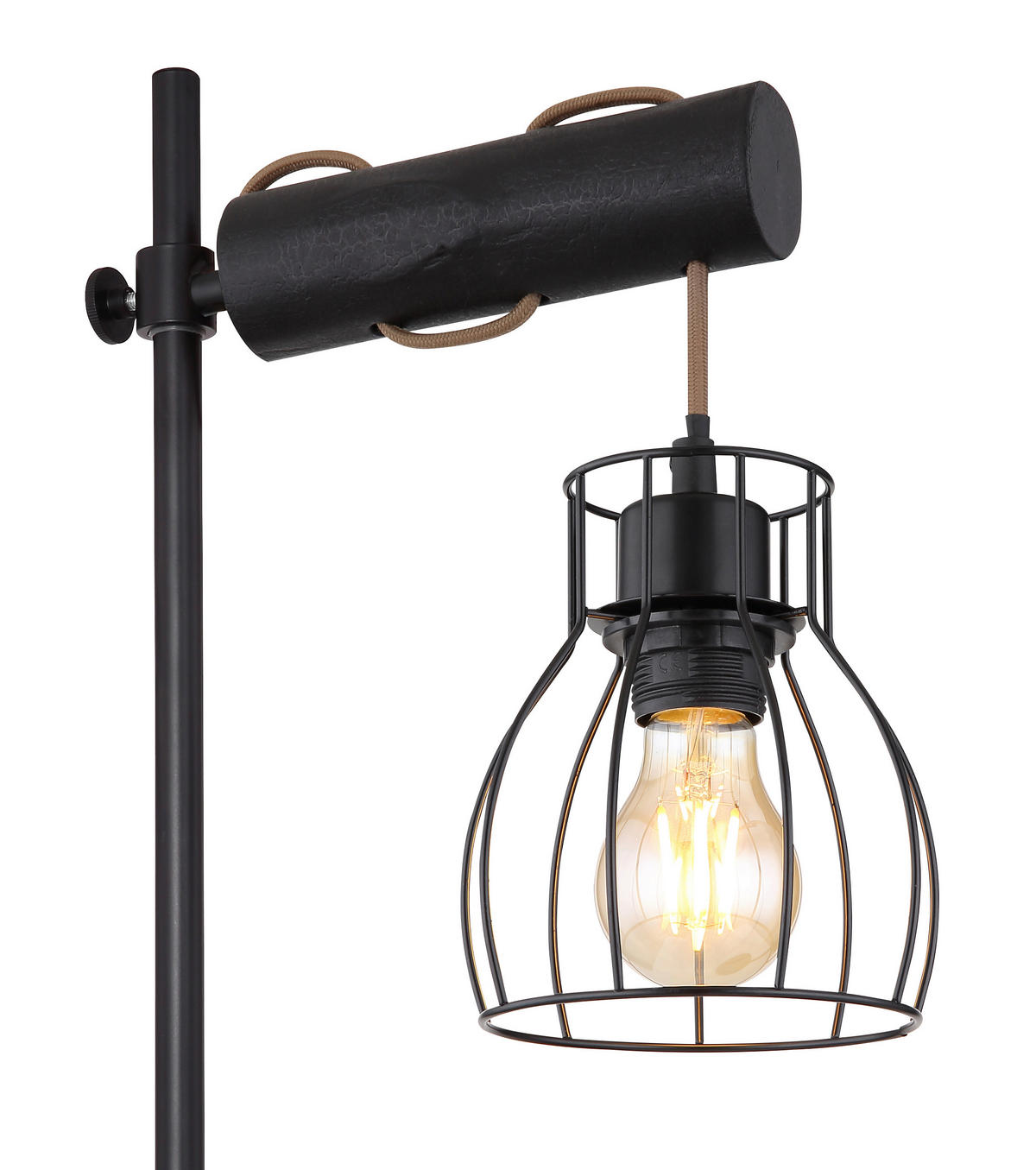 STOLNÍ LAMPA, E27, 33/18/55 cm - černá, Basics, kov/dřevo (33/18/55cm) - Globo